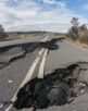 Cracked road from volcano activity in Volcano national park, Hawaii