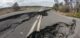 Cracked road from volcano activity in Volcano national park, Hawaii