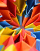 Colorful paper origami close up detail