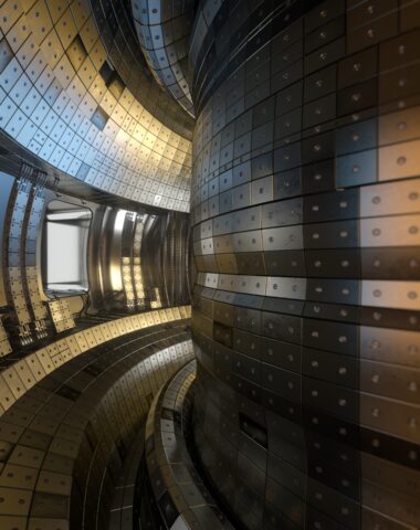 Fusion reactor Tokamak. Reaction chamber. Fusion power. 3D illustration