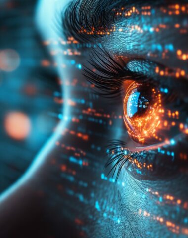 Eye of futuristic and Innovative Imagery AI and Automation use of artificial intelligence and automation in business processes, illustrating efficiency and productivity enhancements