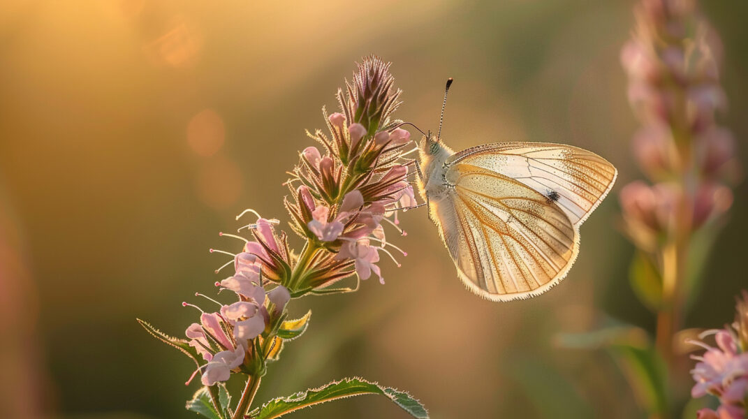 Butterfly on flower, pollination moment, crisp wing patterns