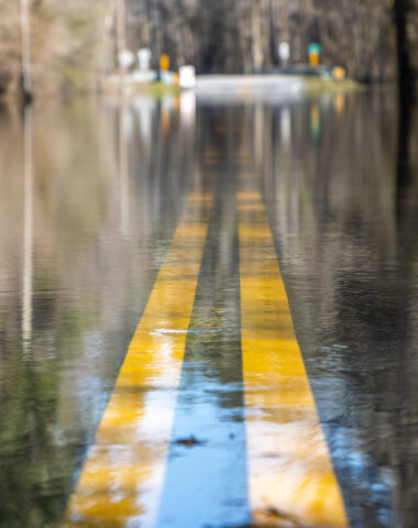 Flooded road after hurricane