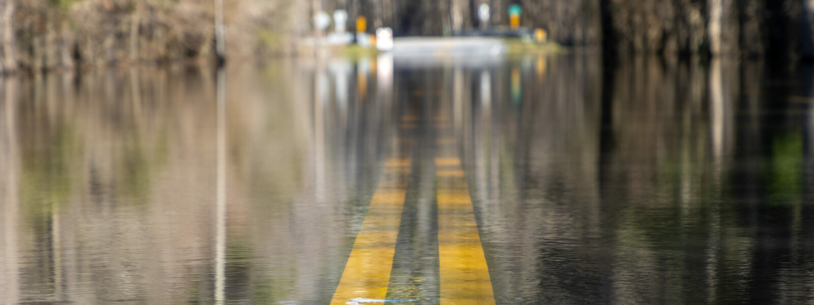 Flooded road after hurricane