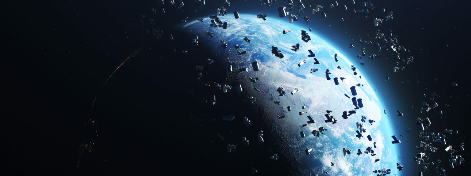 3D Render of garbage in planet Earth orbit